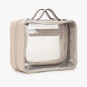 Calpak Large Clear Cosmetic Case in Stone